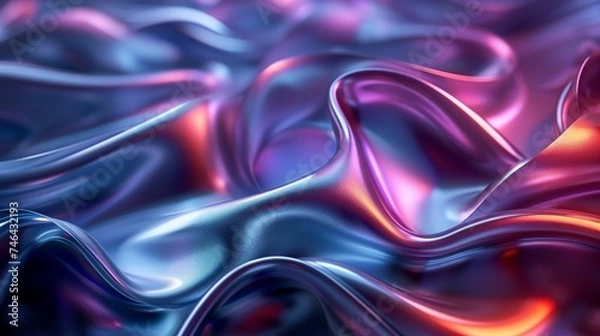 Obraz Harmonious Silk Ballet: 3D Rendered Abstract Melody with Smooth Silky Textures, Choreographing a Symphony of Velvety Elegance, Artistic Drapery, and Contemporary Aesthetic Harmony