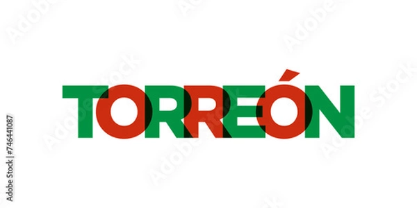 Fototapeta Torreon in the Mexico emblem. The design features a geometric style, vector illustration with bold typography in a modern font. The graphic slogan lettering.