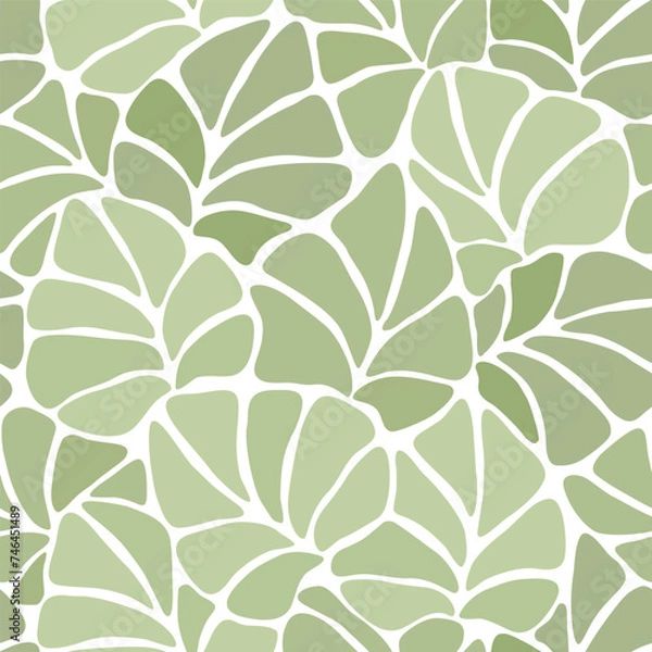 Fototapeta Seamless abstract botanical art background with  leaves. Natural hand drawnd green and  white leaves pattern, monochrome.Vector floral  pattern
