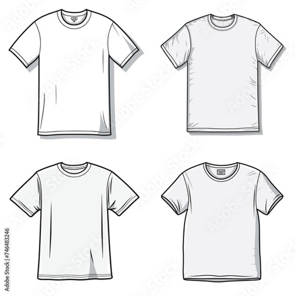 Fototapeta T-Shirt (Plain T-Shirt Illustration). simple minimalist isolated in white background vector illustration