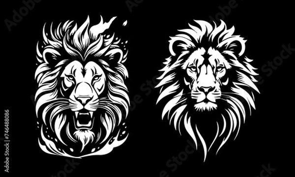 Fototapeta Angry lion head vector, logo lion