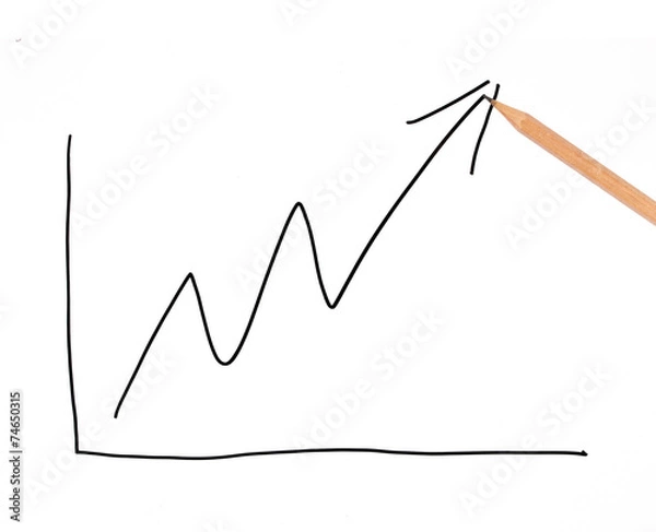 Fototapeta close up of pencil with finance business graph