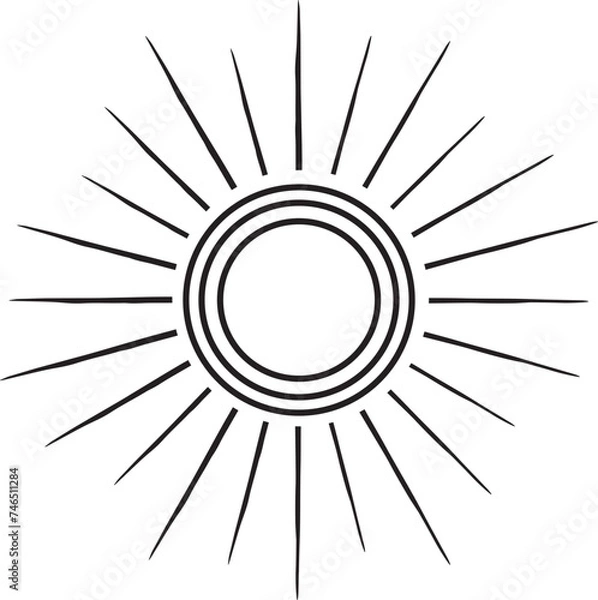 Fototapeta Vintage Sunbursts in Different Shapes. Trendy Hand Drawn Retro Bursting Rays Design Elements. Hipster Vector illustration