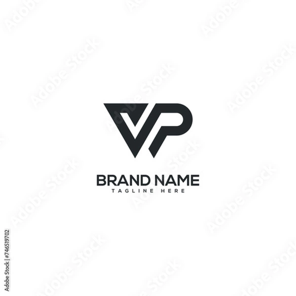 Fototapeta Modern letter WP PW logo design vector template. Initials monogram icon.