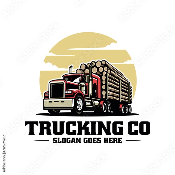 Obraz Logging truck illustration logo vector