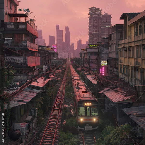 Obraz railway in the city