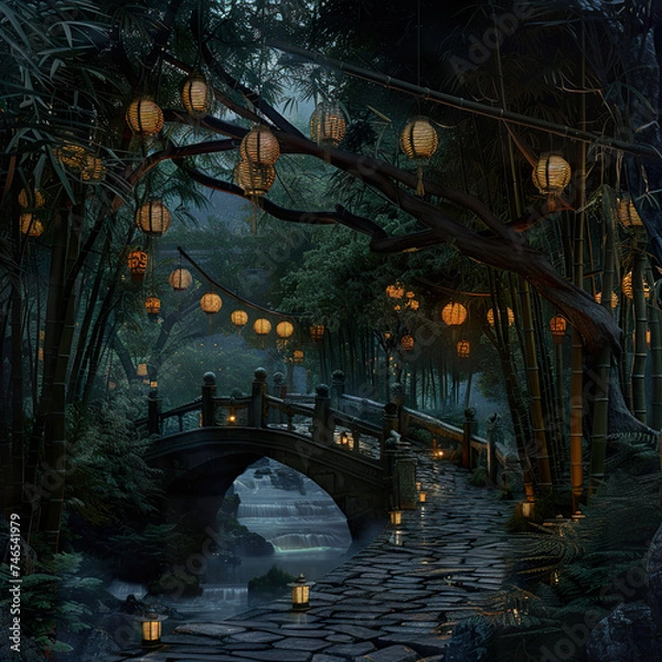 Obraz old bridge over river