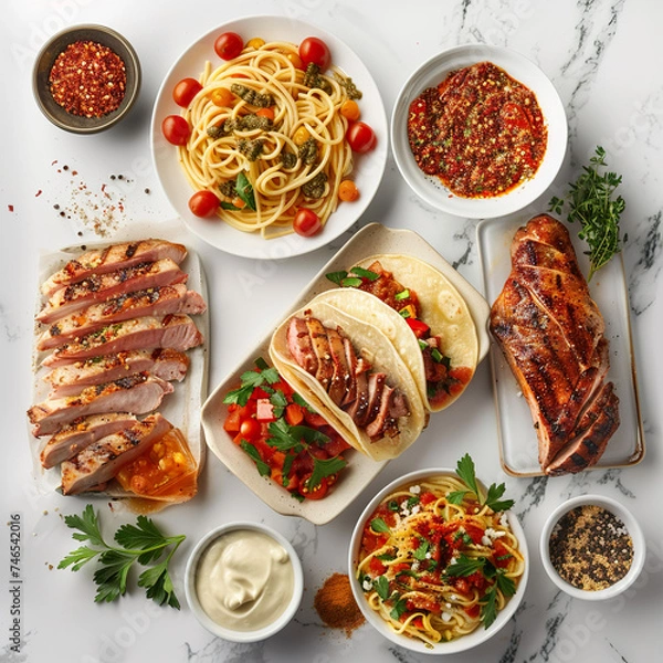 Obraz set of grilled meat