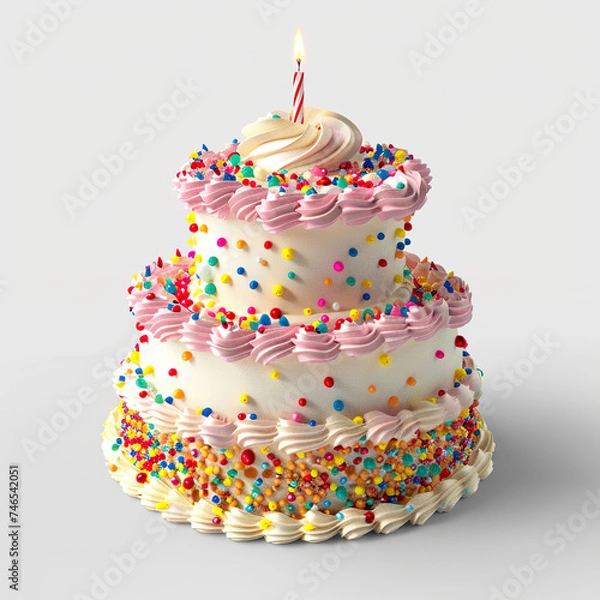 Obraz birthday cake isolated on white