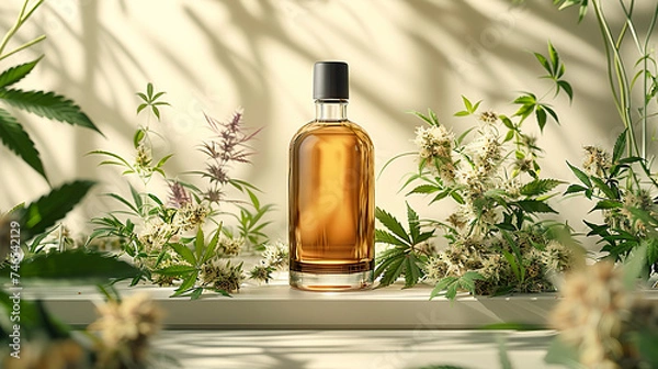 Obraz bottle of perfume with flower