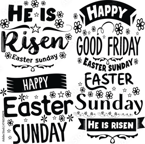 Obraz Happy Easter Bundle design, Christian Easter Bundle, Easter Bunny, Retro Easter Cut Files Cricut, Good for Happy Easter tshirt design