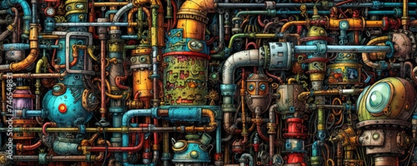 Fototapeta Industrial steampunk theme background