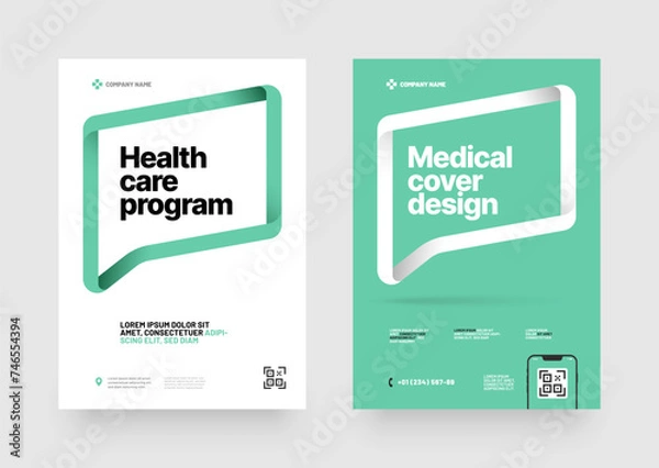 Fototapeta A medical cover design for a health care program featuring with text frame. Font and paper product used for message.