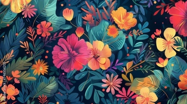 Fototapeta Abstract hand drawn flower background