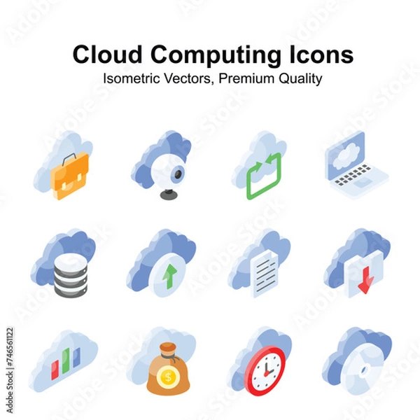 Fototapeta Have a look at this beautiful and amazing cloud computing isometric vectors set
