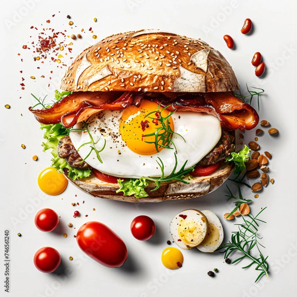 Obraz burger with eggs 