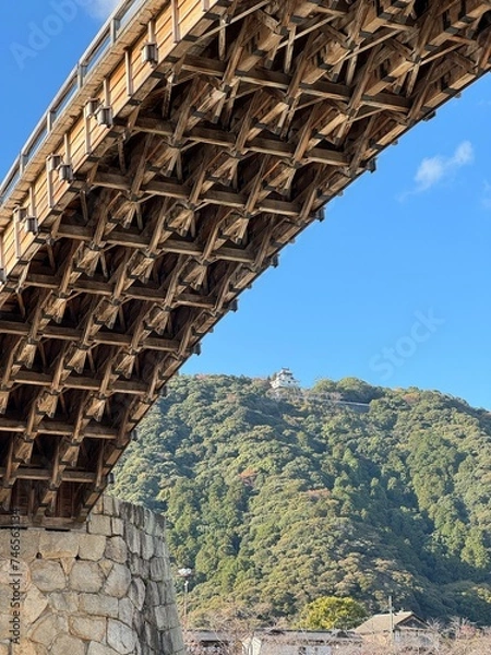 Fototapeta bridge over the river in the mountains