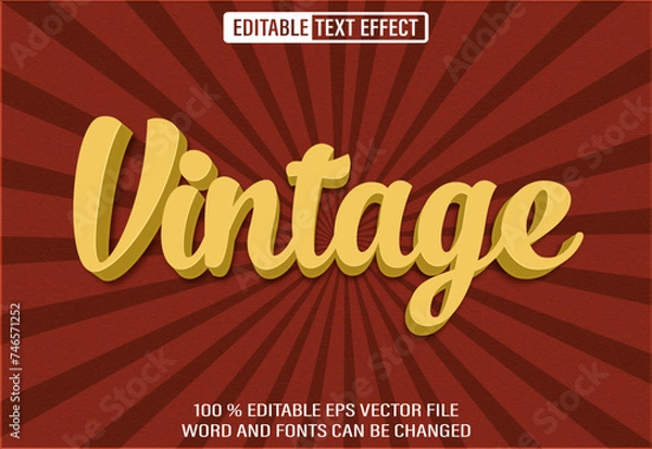 Fototapeta Editable 3d text style effect - Vintage text effect Template