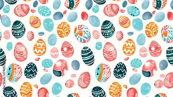 Fototapeta easter eggs on white background seamless repeating pattern tile