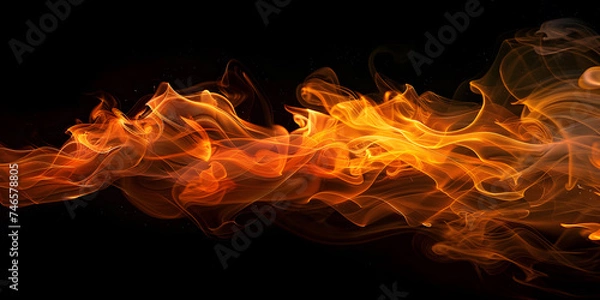 Fototapeta Fire blazes with intense heat on black background
