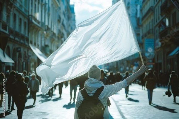 Fototapeta demo concept image with white flag. 