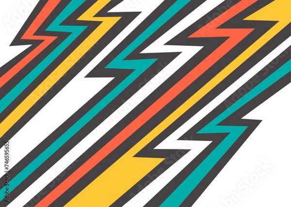 Fototapeta Abstract background with colorful gradient zigzag line pattern