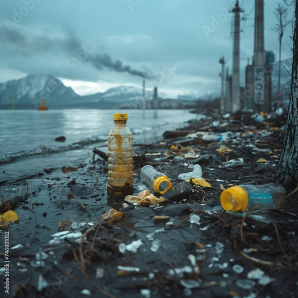 Obraz Environmental Issues in 21 Century, Air pollution, Plastic Bottles pollution