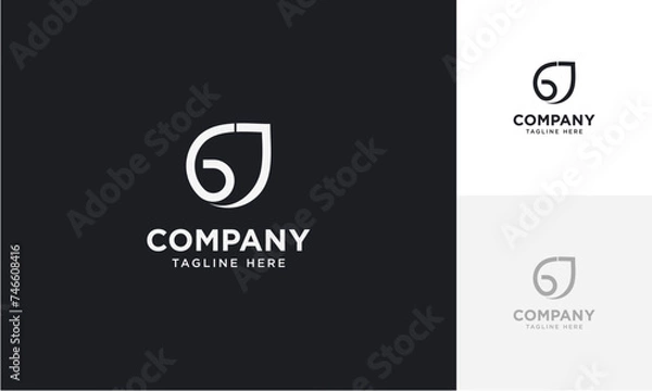 Obraz Abstract Initial Letter GJ and leaf Logo