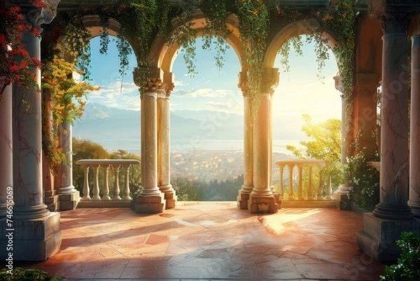 Obraz italian building. bright colors. Mediterranean style. sunlight. holiday feelings. 