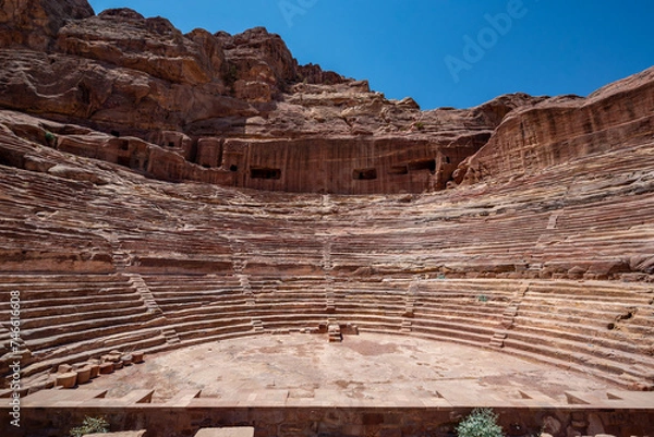 Obraz View of the ancient Roman theater in the ruins of Petra, Jordan