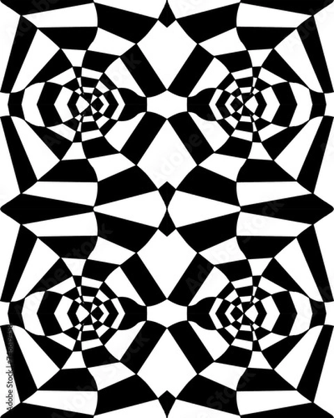 Obraz black and white abstract geometric pattern with a kaleidoscopic design and pastel tones suitable for backgrounds and creative projects