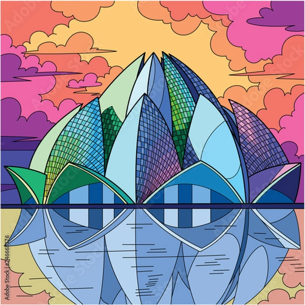 Obraz Luxury Building Vector Illustration. Luxury Building Scenery Illustration. Colorful Scenery of Luxury Buildings. Amazing Buildings From 2030.