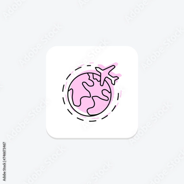 Fototapeta Travel icon, traveling, travel adventures, travel experiences, travel journeys color shadow thinline icon, editable vector icon, pixel perfect, illustrator ai file