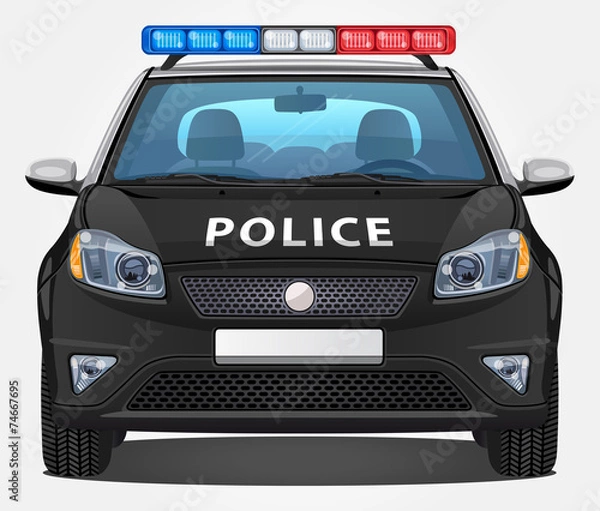 Fototapeta Vector Police Car #1 - Front view | Visible interior version