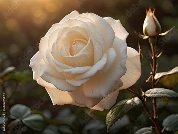 Obraz White rose in the sunset light