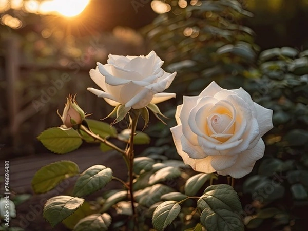 Obraz White rose in the sunset light