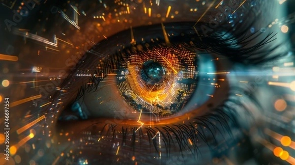 Obraz Eyes biometric verification authentication technology eye scanner concept