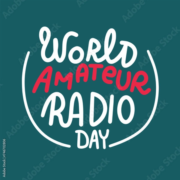 Fototapeta World Amateur Radio Day text banner. Handwriting World Parkinson's Day inscription square composition. Hand drawn vector art.