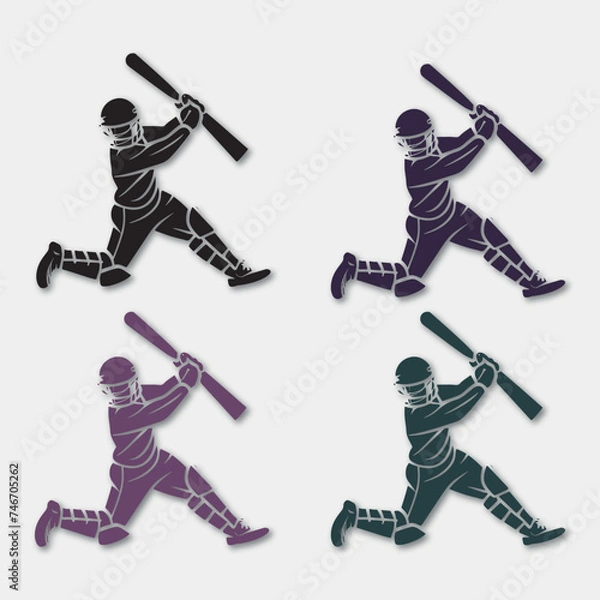 Obraz Vector concept of Batsman playing cricket championship design