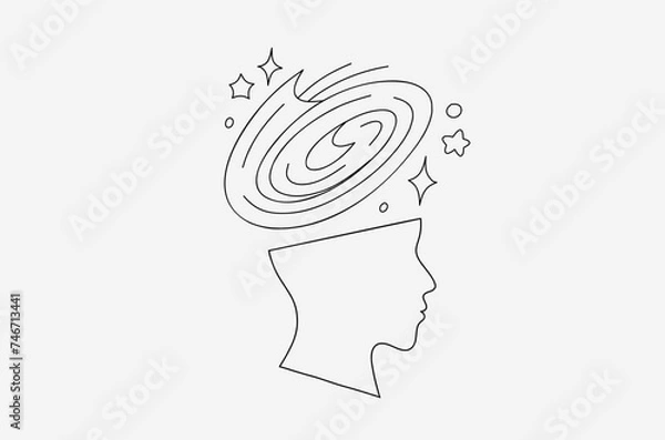 Fototapeta Contour head meditation vector image