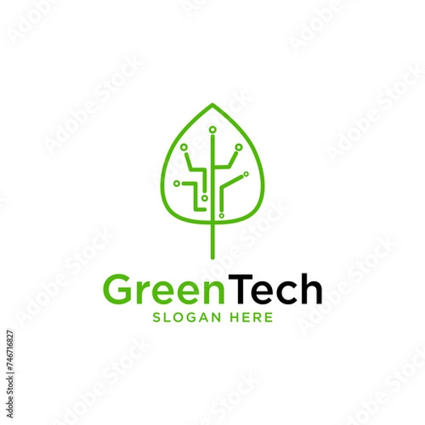 Fototapeta Green Tech Logo Template Design Vector, Emblem, Design Concept, Creative Symbol, Icon