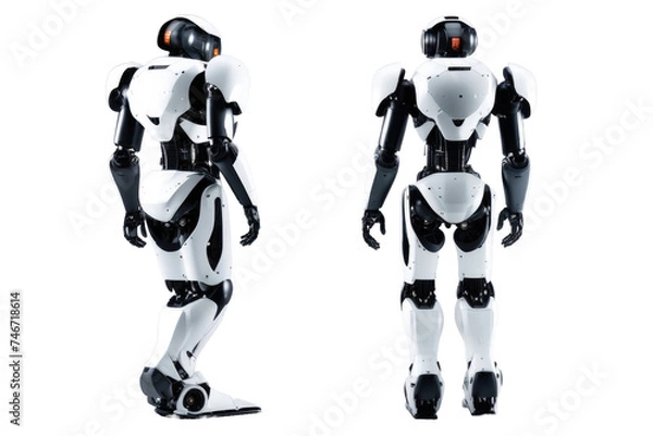 Fototapeta a high quality stock photograph of a single ai robot full body isolated on a white background