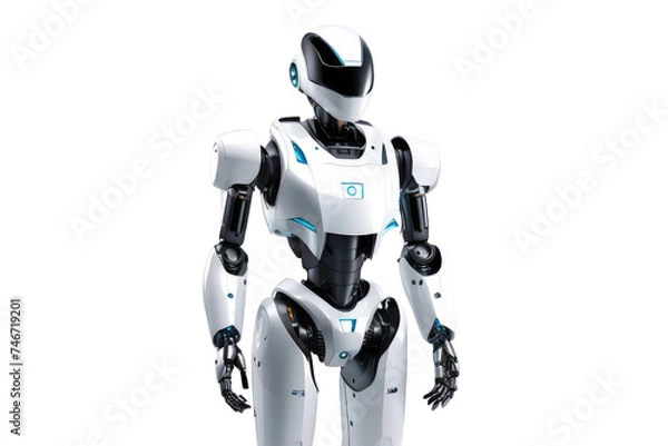 Fototapeta a high quality stock photograph of a single ai robot full body isolated on a white background
