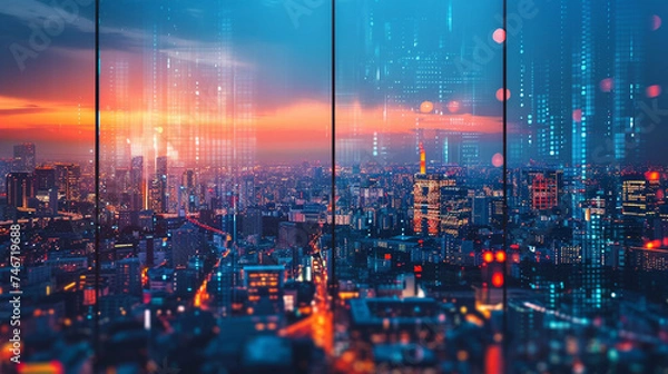 Fototapeta AI at the helm of governance, optimizing city operations in a futuristic command center
