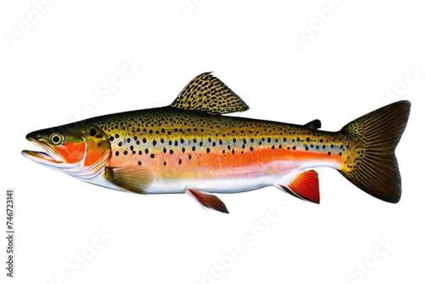 Fototapeta a high quality stock photograph of a single trout fish isolated on transparent background