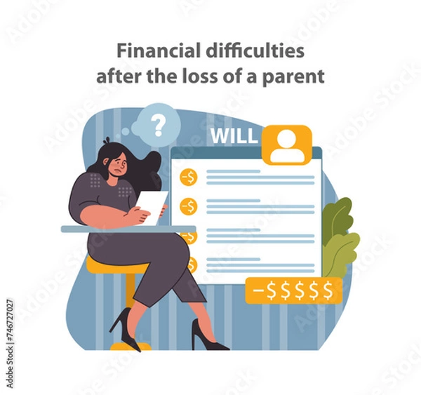 Fototapeta Financial hurdles post-loss. A widow grapples with the economic