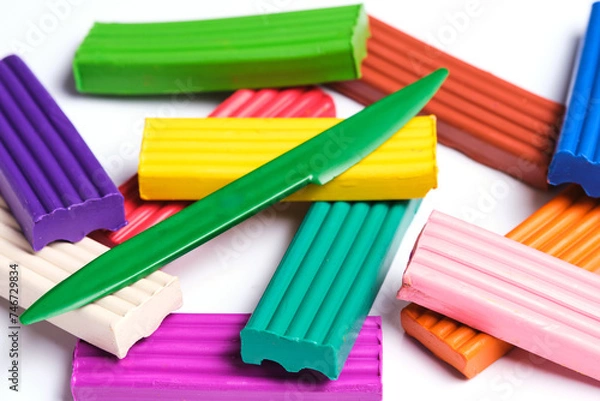 Fototapeta Background made bright multicolored plasticine designed for modeling and creativity.