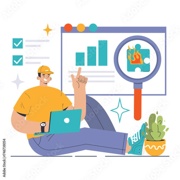 Obraz Exploring the Market Gap. Flat vector illustration