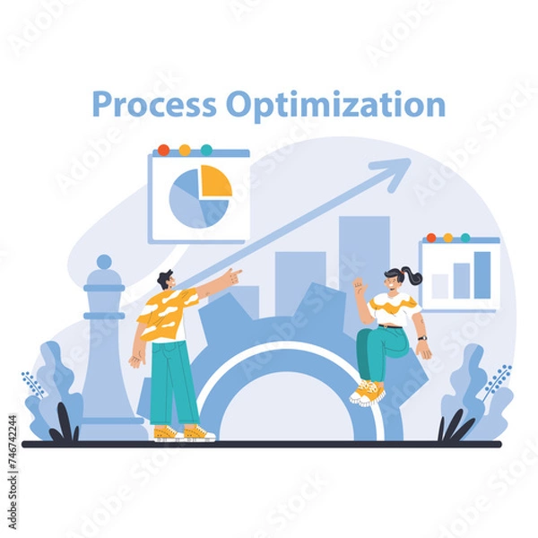 Fototapeta Productivity boosting concept. Flat vector illustration