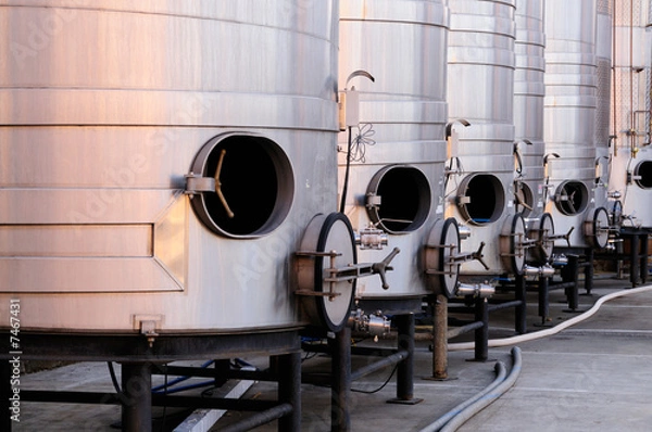 Obraz Brushed steel tanks for winemaking